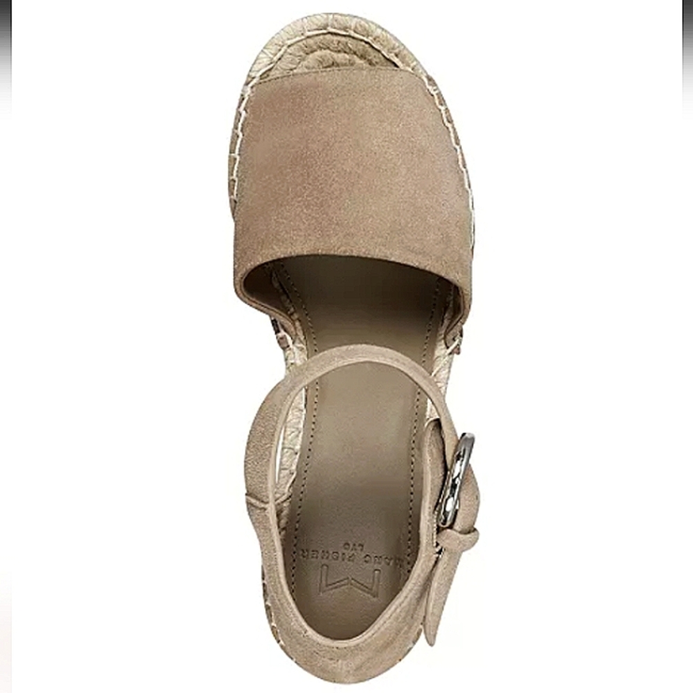 New No Box Marc Fisher LTD Alita Genuine Suede Platform Wedge Espadrille Sandal - Picture 3 of 6